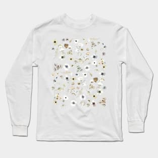 dry flowers watercolor pattern Long Sleeve T-Shirt